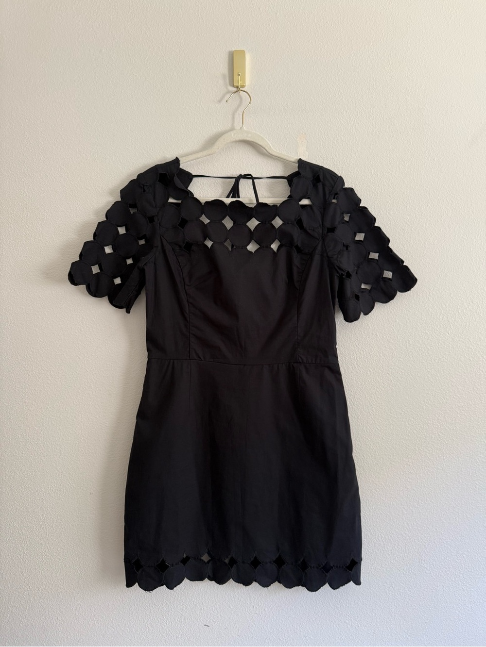 Anthropologie Cutwork Mini Shift Dress in black women’s Sz 12 NWT - Picture 5 of 10